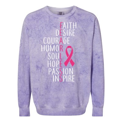 Breast Cancer Awareness Fearless Faith Colorblast Crewneck Sweatshirt