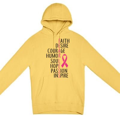 Breast Cancer Awareness Fearless Faith Premium Pullover Hoodie