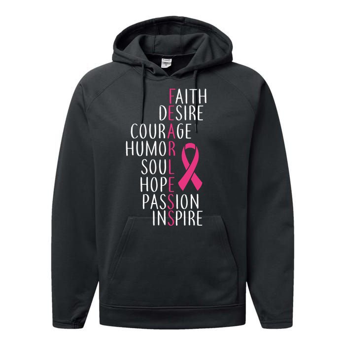 Breast Cancer Awareness Fearless Faith Performance Fleece Hoodie