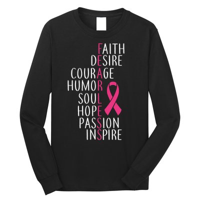 Breast Cancer Awareness Fearless Faith Long Sleeve Shirt