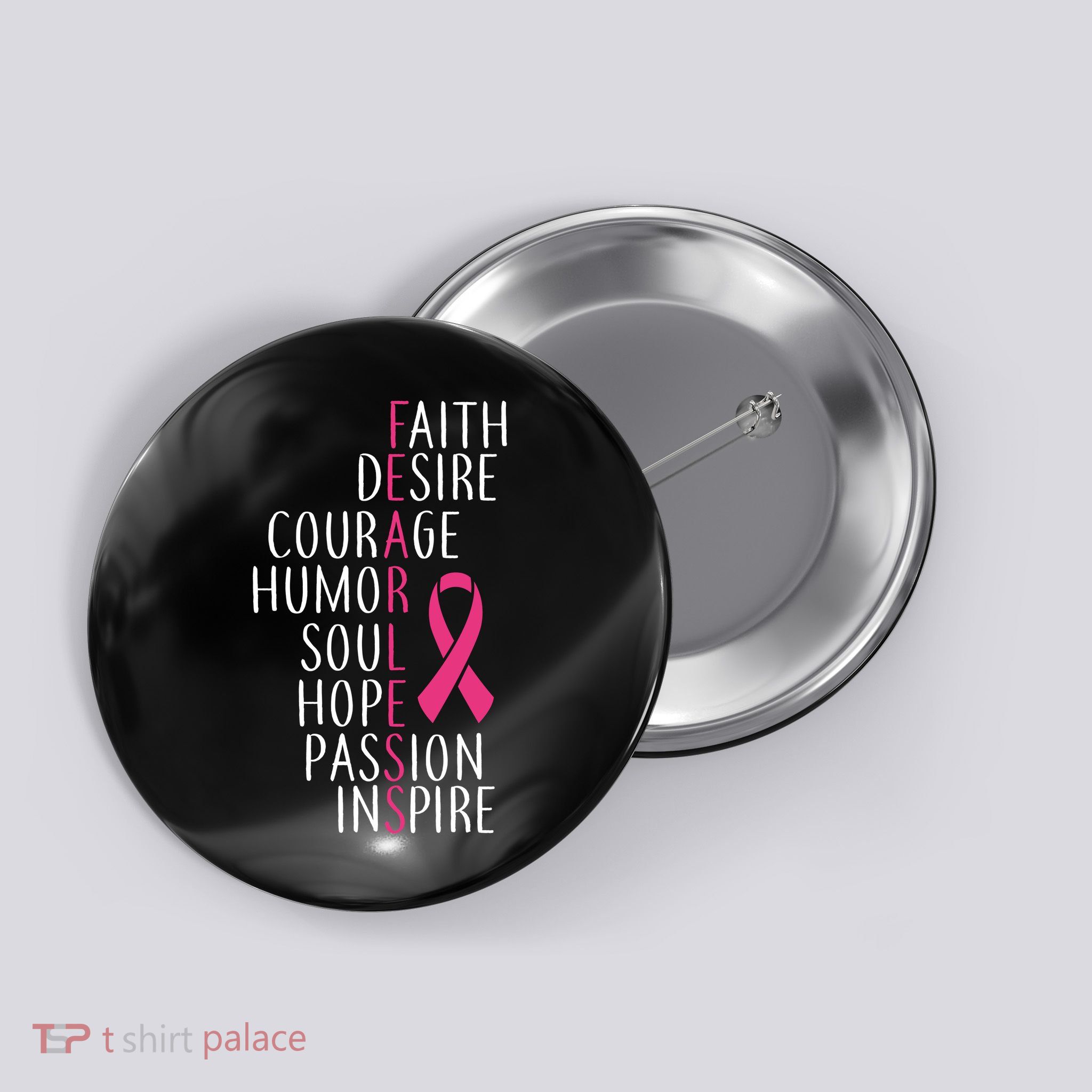 Breast Cancer Awareness Fearless Faith Button