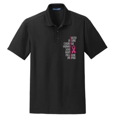 Breast Cancer Awareness Fearless Faith Dry Zone Grid Polo