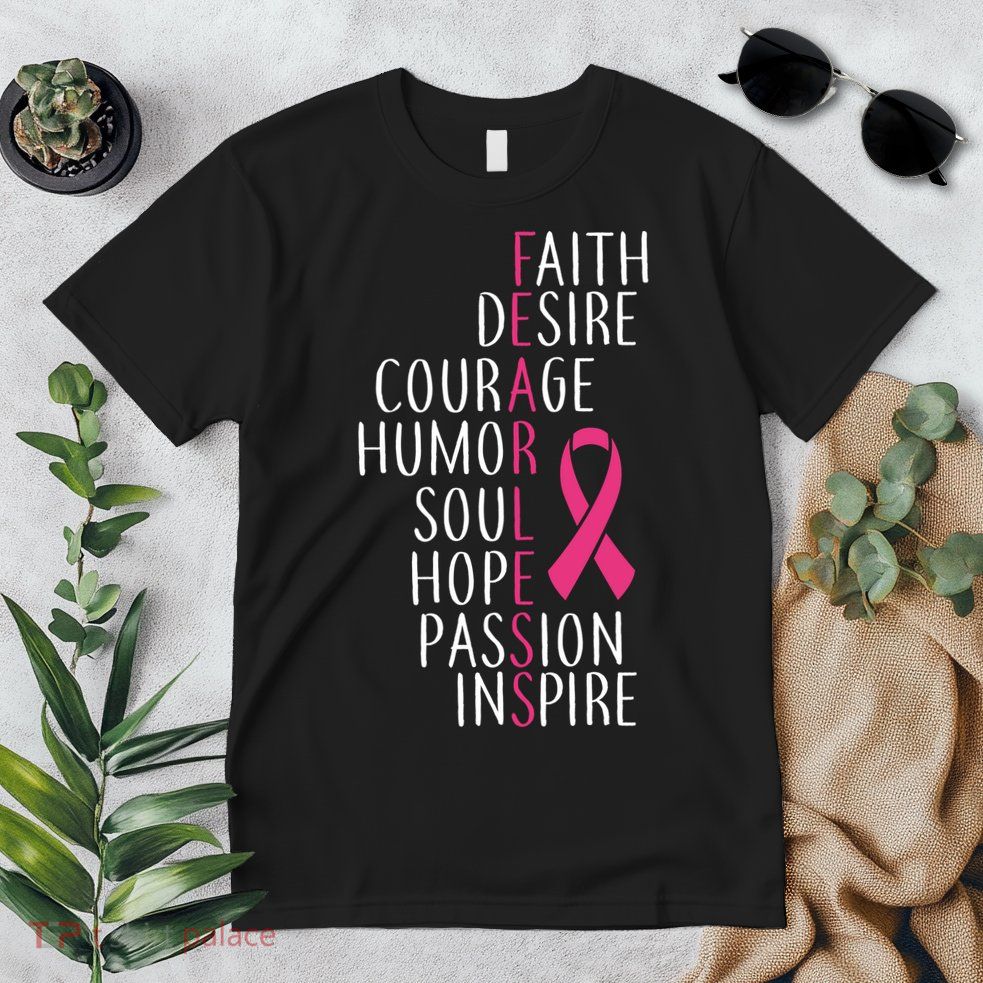 Breast Cancer Awareness Fearless Faith Premium T-Shirt