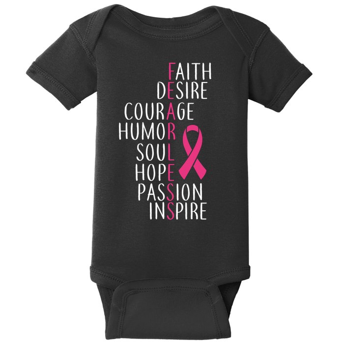 Breast Cancer Awareness Fearless Faith Baby Bodysuit