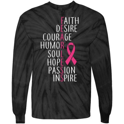 Breast Cancer Awareness Fearless Faith Tie-Dye Long Sleeve Shirt