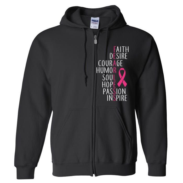 Breast Cancer Awareness Fearless Faith Full Zip Hoodie