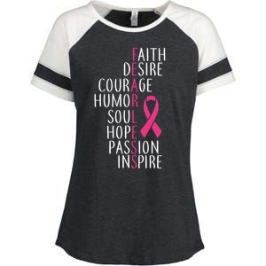 Breast Cancer Awareness Fearless Faith Enza Ladies Jersey Colorblock Tee