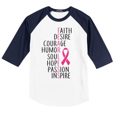 Breast Cancer Awareness Fearless Faith Baseball Sleeve Shirt