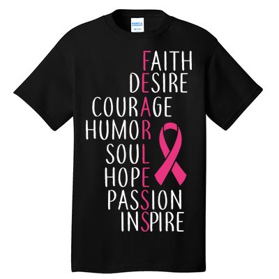 Breast Cancer Awareness Fearless Quote Tall T-Shirt