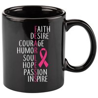 Breast Cancer Awareness Fearless Quote 11oz C Handle Ceramic Mug