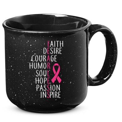 Breast Cancer Awareness Fearless Quote 15oz Campfire Ceramic Mug