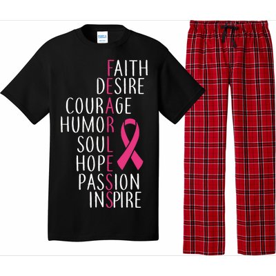 Breast Cancer Awareness Fearless Quote Pajama Set