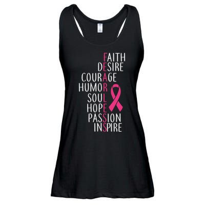 Breast Cancer Awareness Fearless Quote Ladies Essential Flowy Tank