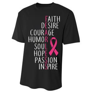 Breast Cancer Awareness Fearless Quote Performance Sprint T-Shirt