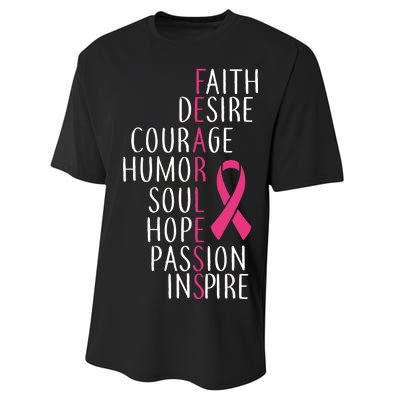 Breast Cancer Awareness Fearless Quote Performance Sprint T-Shirt