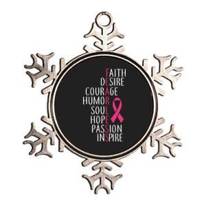 Breast Cancer Awareness Fearless Quote Metallic Star Ornament