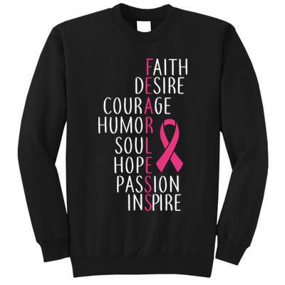 Breast Cancer Awareness Fearless Quote Tall Sweatshirt