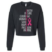 Breast Cancer Awareness Fearless Quote Cropped Pullover Crew