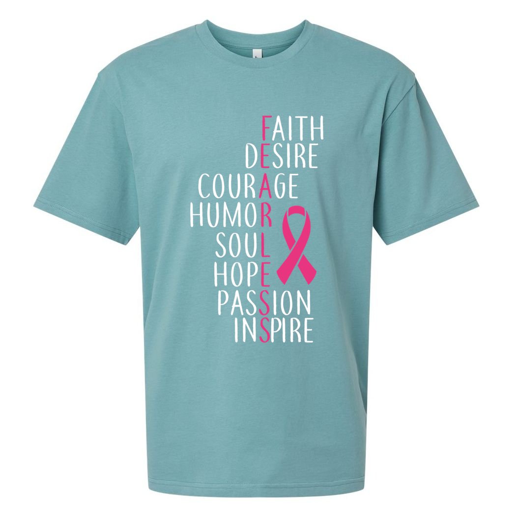 Breast Cancer Awareness Fearless Quote Sueded Cloud Jersey T-Shirt