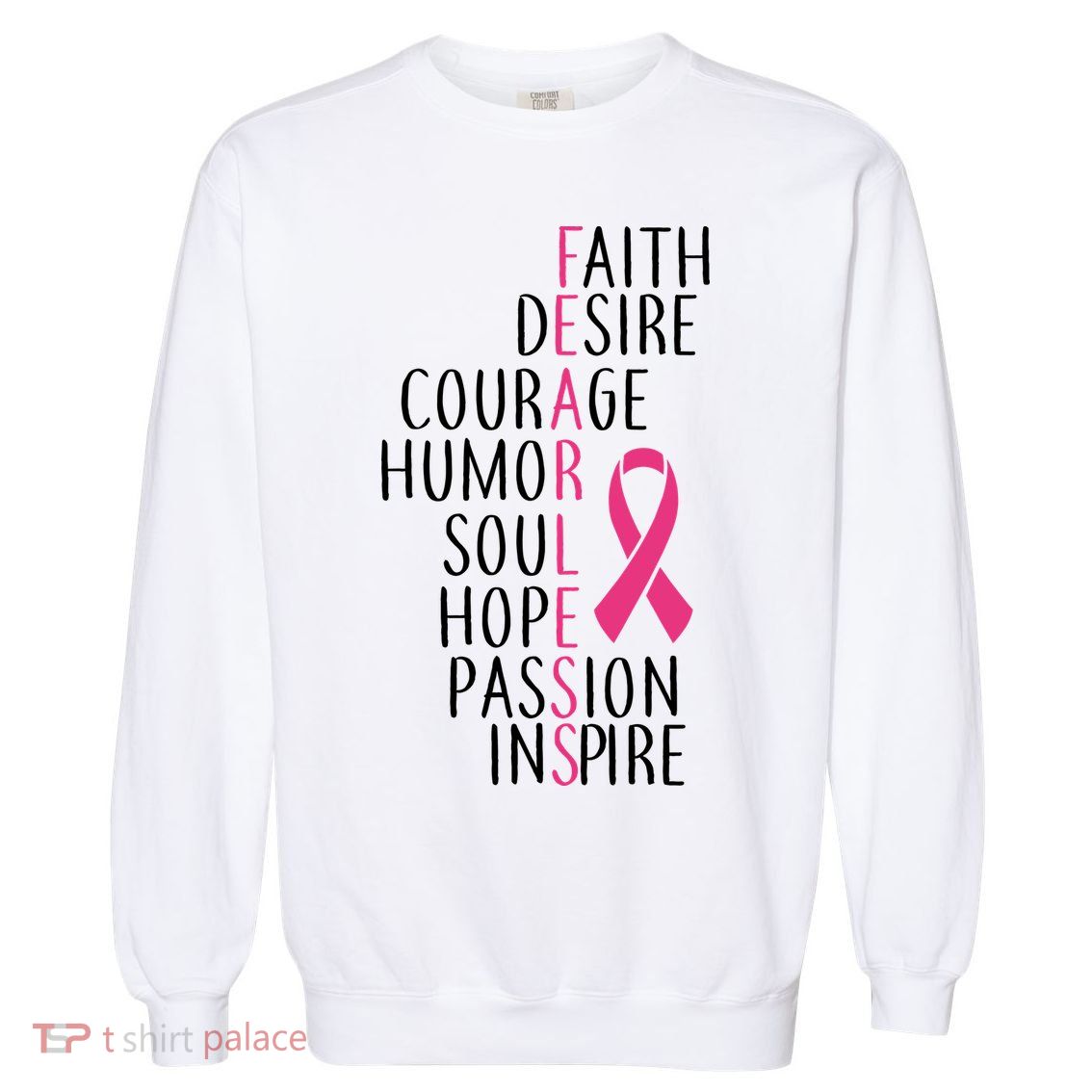 Breast Cancer Awareness Fearless Quote Garment-Dyed Sweatshirt