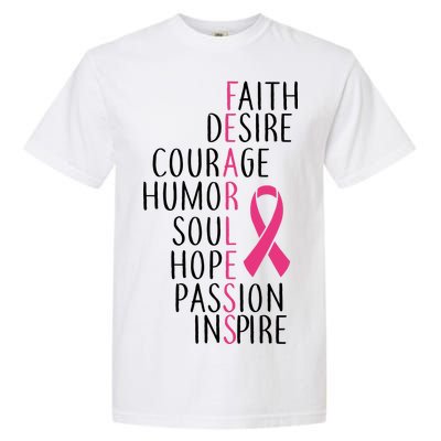 Breast Cancer Awareness Fearless Quote Garment-Dyed Heavyweight T-Shirt