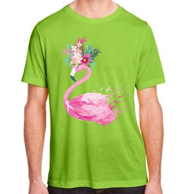 Breast Cancer Awareness Flamingo Floral Adult ChromaSoft Performance T-Shirt