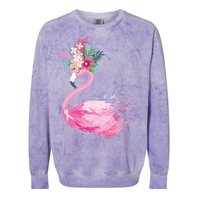 Breast Cancer Awareness Flamingo Floral Colorblast Crewneck Sweatshirt