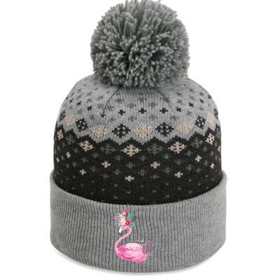 Breast Cancer Awareness Flamingo Floral The Baniff Cuffed Pom Beanie