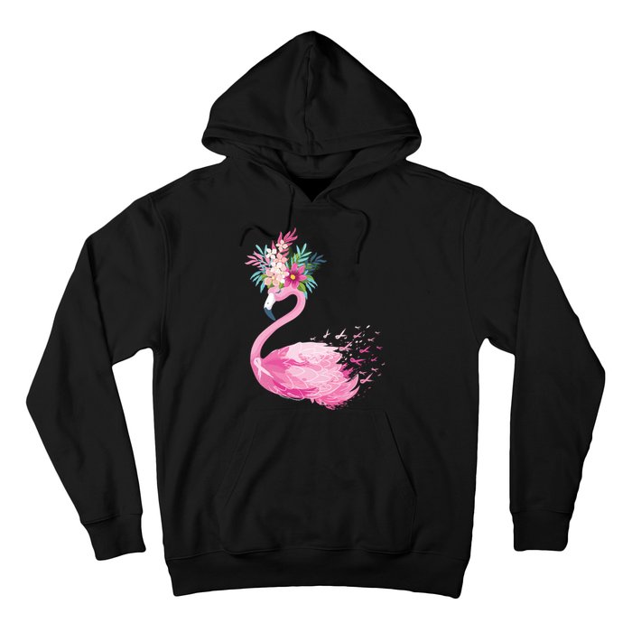 Breast Cancer Awareness Flamingo Floral Hoodie