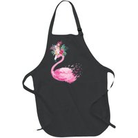 Breast Cancer Awareness Flamingo Floral Full-Length Apron With Pockets