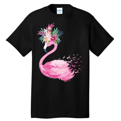 Breast Cancer Awareness Flamingo Floral Tall T-Shirt