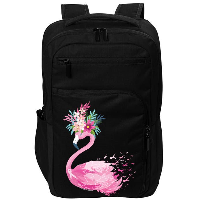 Breast Cancer Awareness Flamingo Floral Impact Tech Backpack