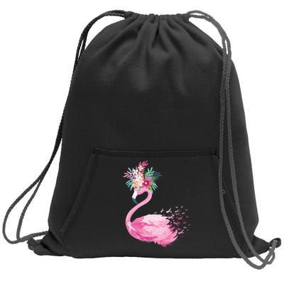 Breast Cancer Awareness Flamingo Floral Sweatshirt Cinch Pack Bag