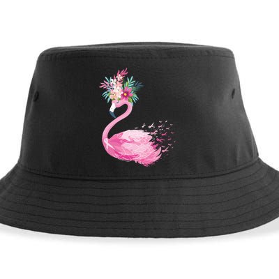 Breast Cancer Awareness Flamingo Floral Sustainable Bucket Hat