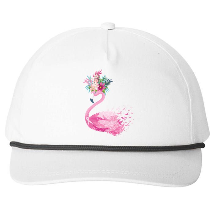 Breast Cancer Awareness Flamingo Floral Snapback Five-Panel Rope Hat