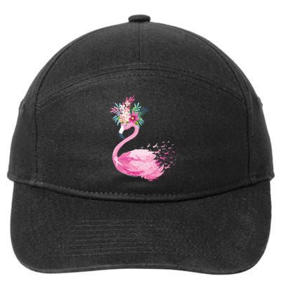 Breast Cancer Awareness Flamingo Floral 7-Panel Snapback Hat