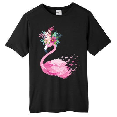 Breast Cancer Awareness Flamingo Floral Tall Fusion ChromaSoft Performance T-Shirt