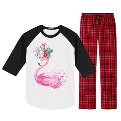 Breast Cancer Awareness Flamingo Floral Raglan Sleeve Pajama Set