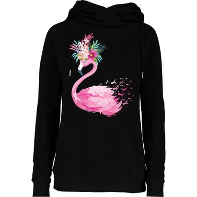 Breast Cancer Awareness Flamingo Floral Womens Funnel Neck Pullover Hood