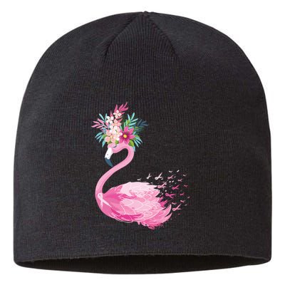 Breast Cancer Awareness Flamingo Floral Sustainable Beanie