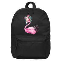 Breast Cancer Awareness Flamingo Floral 16 in Basic Backpack