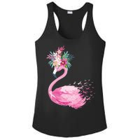 Breast Cancer Awareness Flamingo Floral Ladies PosiCharge Competitor Racerback Tank