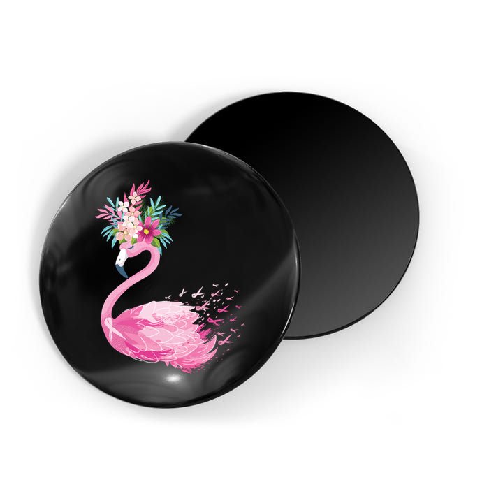 Breast Cancer Awareness Flamingo Floral Magnet