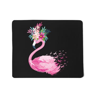 Breast Cancer Awareness Flamingo Floral Mousepad