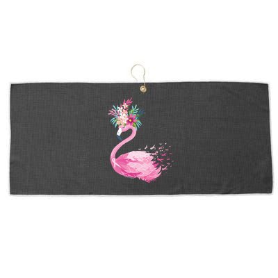 Breast Cancer Awareness Flamingo Floral Large Microfiber Waffle Golf Towel