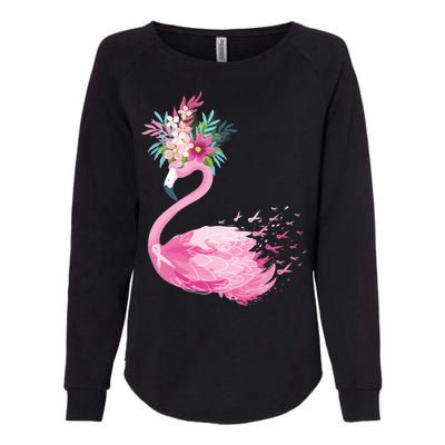 Breast Cancer Awareness Flamingo Floral Womens California Wash Sweatshirt