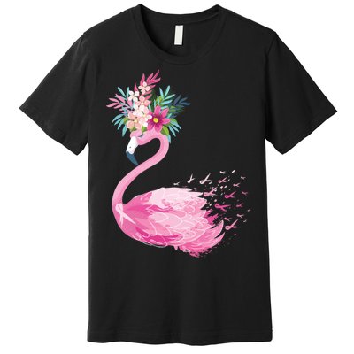 Breast Cancer Awareness Flamingo Floral Premium T-Shirt