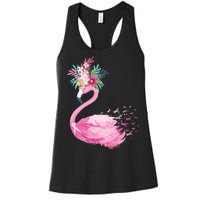 Breast Cancer Awareness Flamingo Floral Women's Racerback Tank