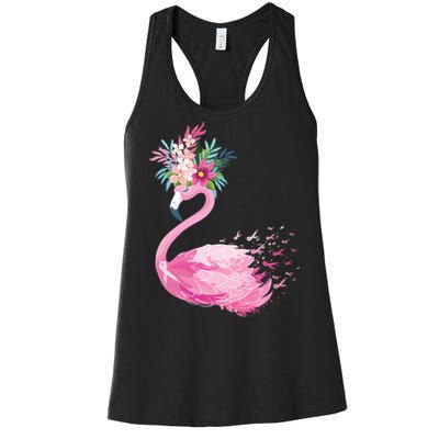 Breast Cancer Awareness Flamingo Floral Women's Racerback Tank