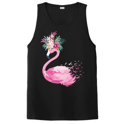 Breast Cancer Awareness Flamingo Floral PosiCharge Competitor Tank